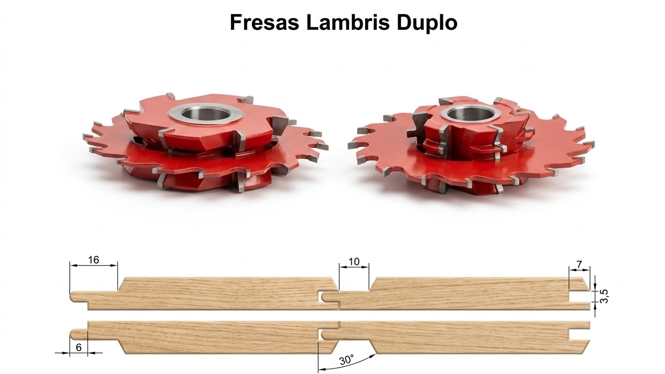 JOGO DE FRESA 115MM 6 ASAS PARA LAMBRIS DUPLO 6 PÇS (SEM A SERRA)