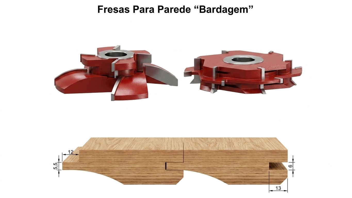 JOGO DE FRESA 165MM 6 ASAS PARA PAREDE BARDAGEM 5 PÇS