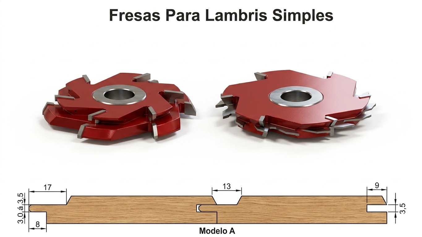JOGO DE FRESA 150MM 6 ASAS PARA LAMBRIS SIMPLES 4 PÇS (SEM A SERRA)